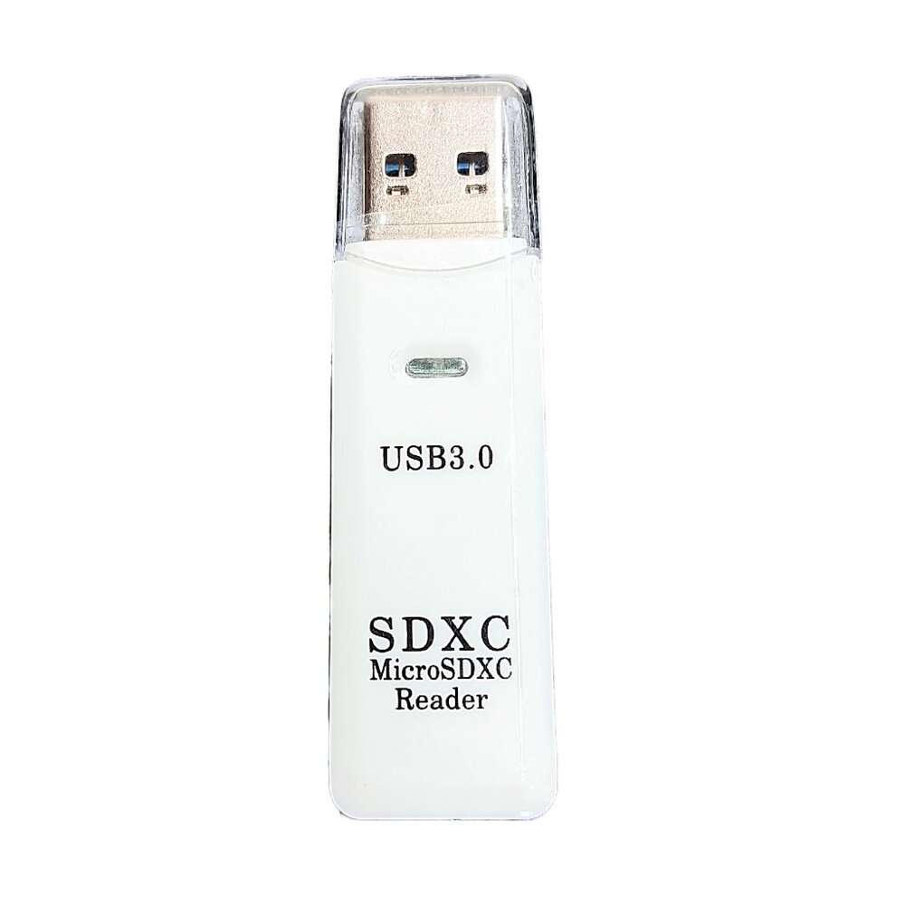 USB 3.0 SD + MicroSD Memory Card Reader White High Speed SDXC Universal Laptop